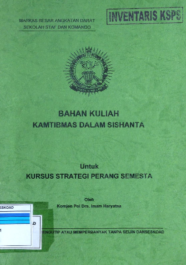 Bahan Kuliah Kamtibmas Dalam Sishanta Untuk Kursus Strategi Perang Semesta